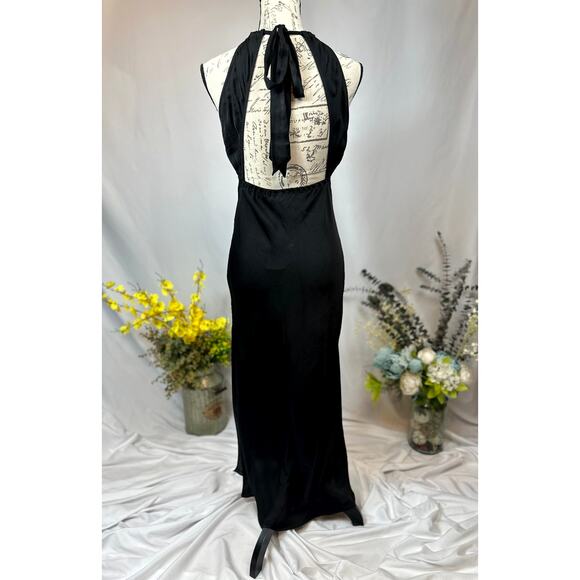 Free People Night Owl Tie Back Slip Dress Black S - Picture 11 of 15